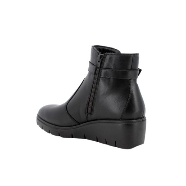 Enval Soft stivaletti in pelle nera con zeppa