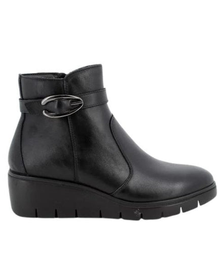 Enval Soft stivaletti in pelle nera con zeppa