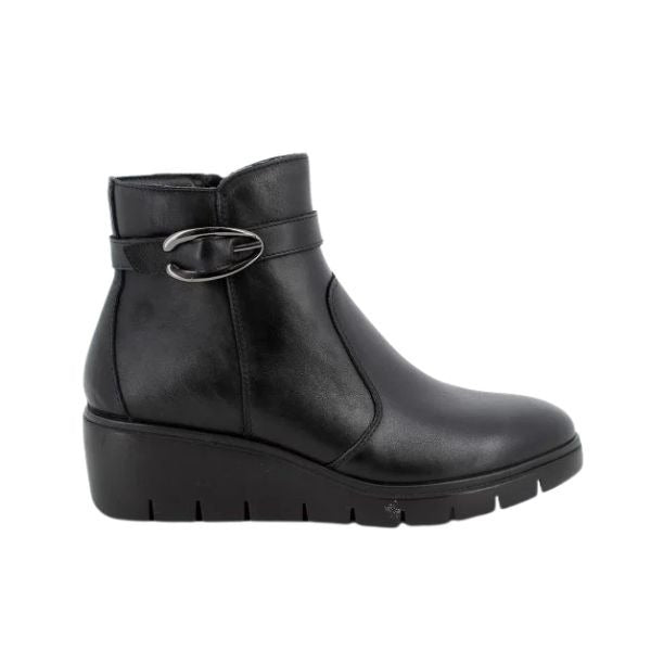 Enval Soft stivaletti in pelle nera con zeppa