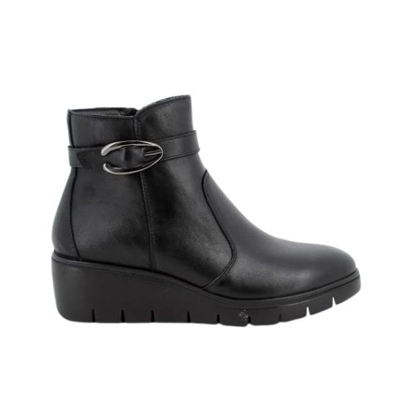 Enval Soft stivaletti in pelle nera con zeppa