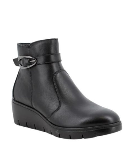 Enval Soft stivaletti in pelle nera con zeppa