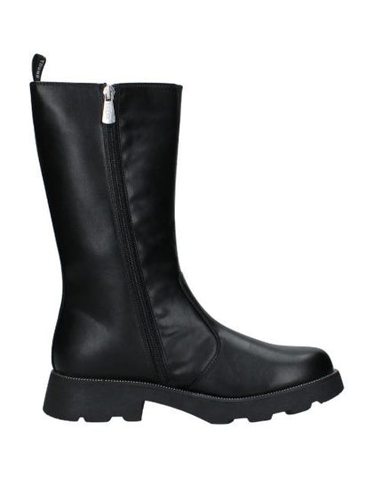 CULT YOUNG T-744 Stivali in Pelle Nera con  elastico e dettagli Argento