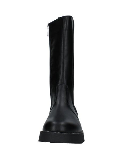 CULT YOUNG T-744 Stivali in Pelle Nera con  elastico e dettagli Argento