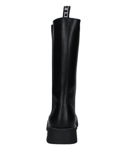 CULT YOUNG T-744 Stivali in Pelle Nera con  elastico e dettagli Argento