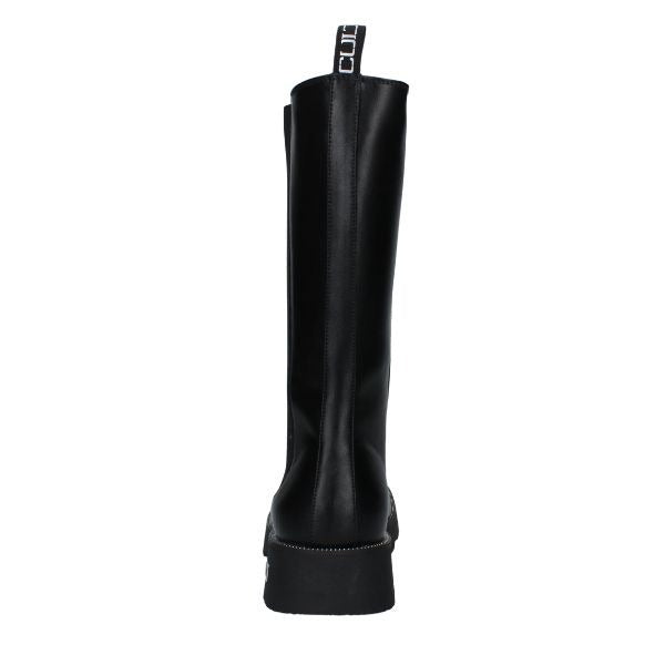 CULT YOUNG T-744 Stivali in Pelle Nera con  elastico e dettagli Argento