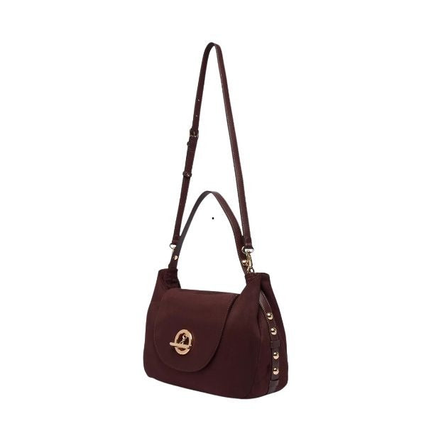 LIU JO Gerona borsa spalla in camoscio con tracolla removibile red aubergine dettagli dorati