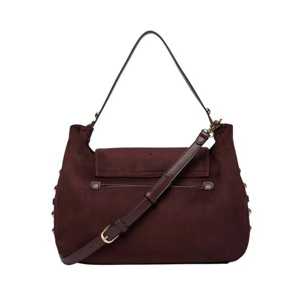 LIU JO Gerona borsa spalla in camoscio con tracolla removibile red aubergine dettagli dorati
