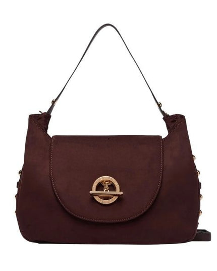 LIU JO Borsa spalla in camoscio red aubergine con dettagli dorati