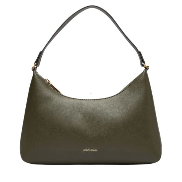 Calvin Klein borsa a spalla piccola verde con dettagli oro
