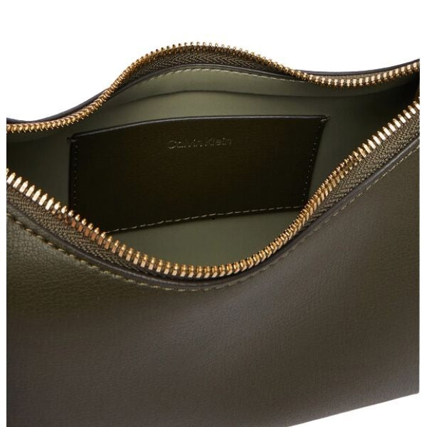 Calvin Klein borsa a spalla piccola verde con dettagli oro