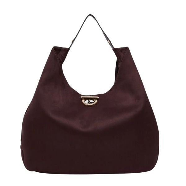 LIU JO Gerona borsa in camoscio con borchie  dorate colore Red Aubergine
