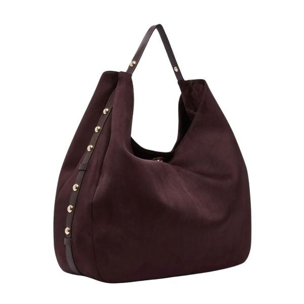 LIU JO Gerona borsa in camoscio con borchie  dorate colore Red Aubergine