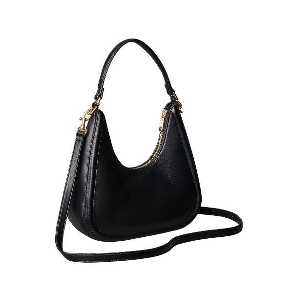 Calvin Klein Borsa a spalla in pelle con logo in rilievo Nero