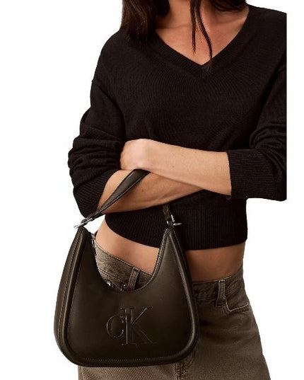 Calvin Klein Borsa a spalla in pelle con logo in rilievo Delicioso