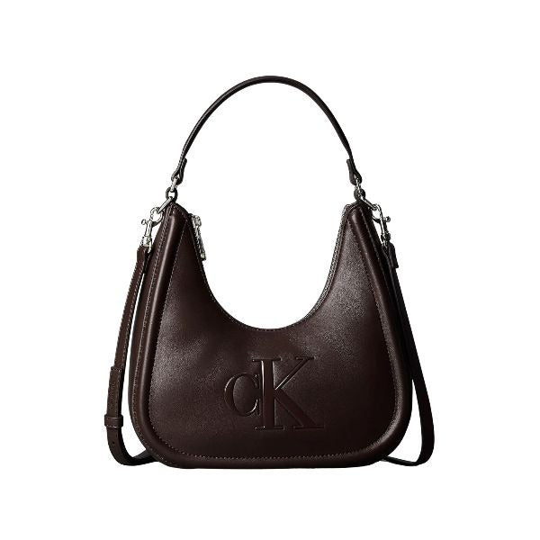 Calvin Klein Borsa a spalla in pelle con logo in rilievo Delicioso