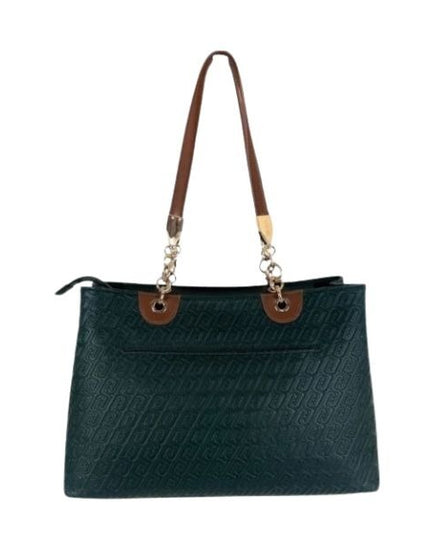 LIU JO Ematite borsa shopping tinta unita con logo impresso colore foresta