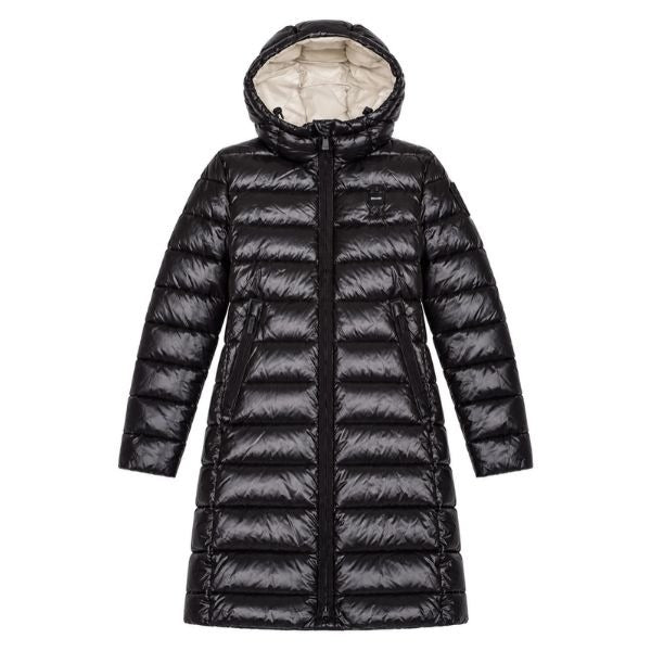 BLAUER Adelaide junior giubbino lungo con impuntura a linee orizzontali con cappuccio colore nero