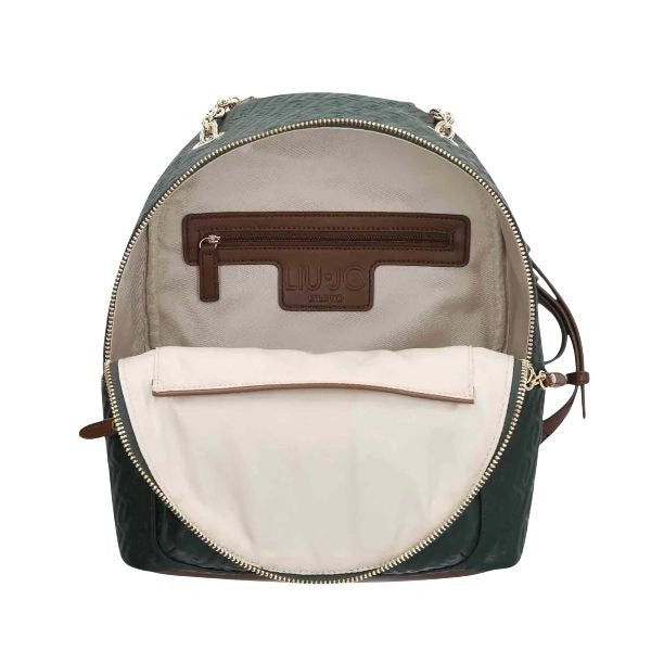 LIU JO Ematite zaino con logo monogramma manico a catena dorato colore Foresta