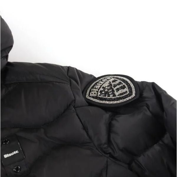 BLAUER Lowell junior giubbino con patch laterale removibile impreziosita da strass e chiusura zip colore nero