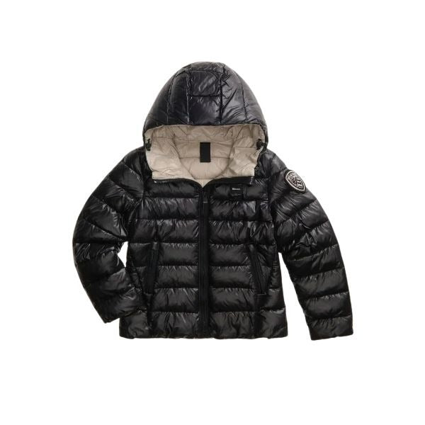 BLAUER Carol junior giubbino con cappuccio fisso con coulisse copri cursore sul collo tasche con zip e copri cursore colore nero