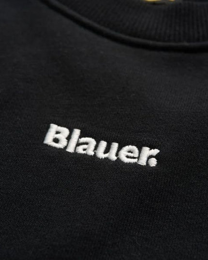 BLAUER Ridlon junior felpa con logo ricamato sul collo scudo impresso nella manica sinistra colore nero