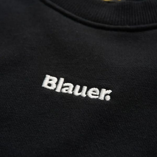 BLAUER Ridlon junior felpa con logo ricamato sul collo scudo impresso nella manica sinistra colore nero