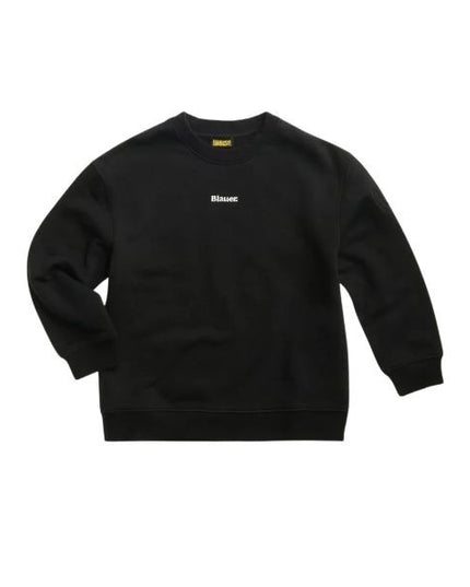 BLAUER Ridlon junior felpa con logo ricamato sul collo scudo impresso nella manica sinistra colore nero