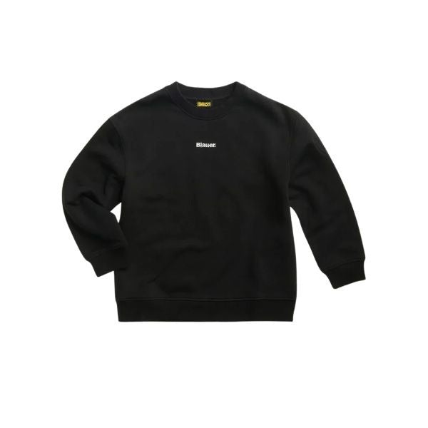 BLAUER Ridlon junior felpa con logo ricamato sul collo scudo impresso nella manica sinistra colore nero