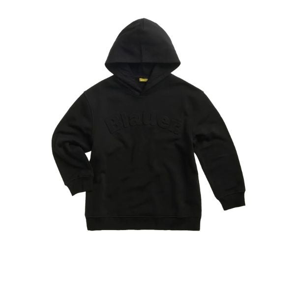BLAUER Emby junior felpa con logo in rilievo bordi a costine colore nero