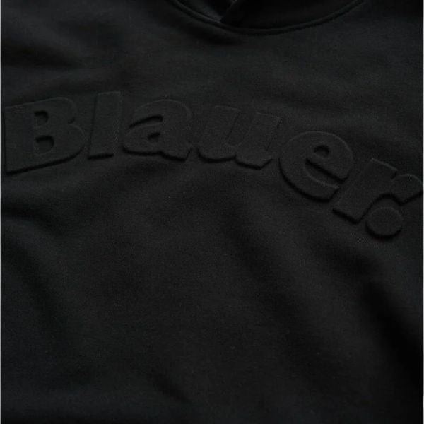BLAUER Emby junior felpa con logo in rilievo bordi a costine colore nero