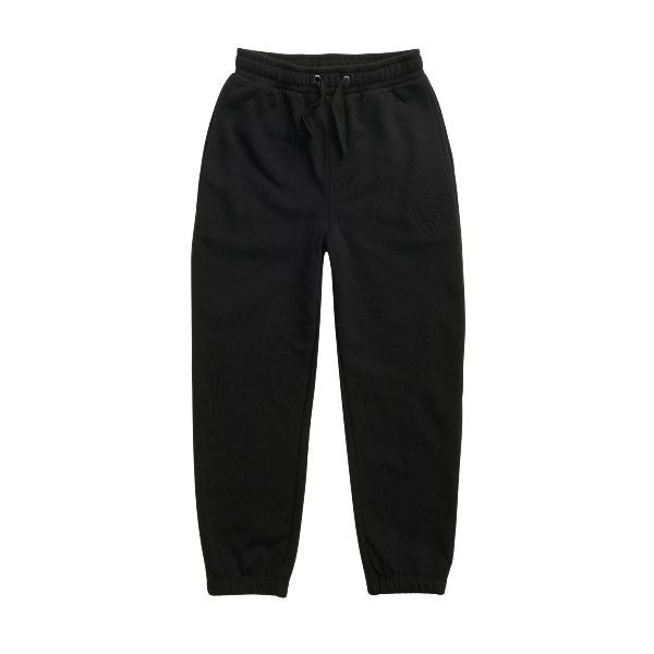 BLAUER Juss junior pantalone con elastico in vita e scudo Blauer impresso sotto la tasca taschina dietro con logo ricamato sopra in contrasto colore elastico sul fondo gamba colore nero