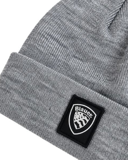 BLAUER Drake junior cappello patch logo sul risvolto colore grigio