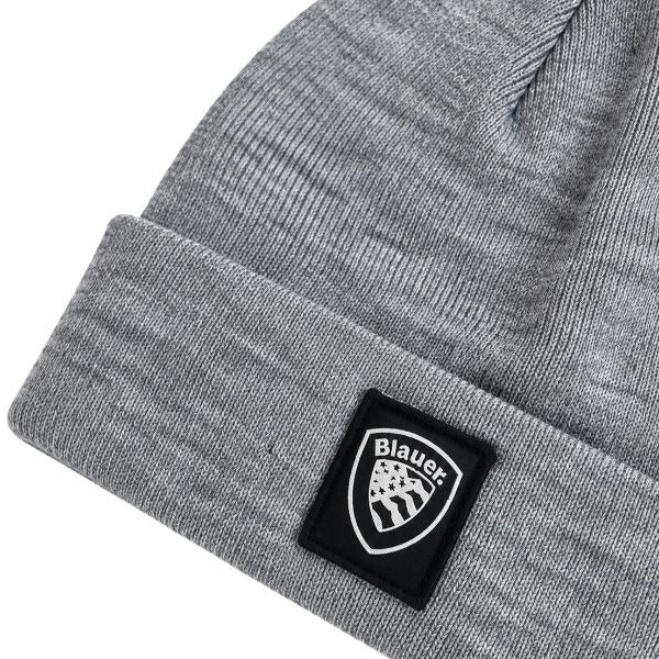 BLAUER Drake junior cappello patch logo sul risvolto colore grigio