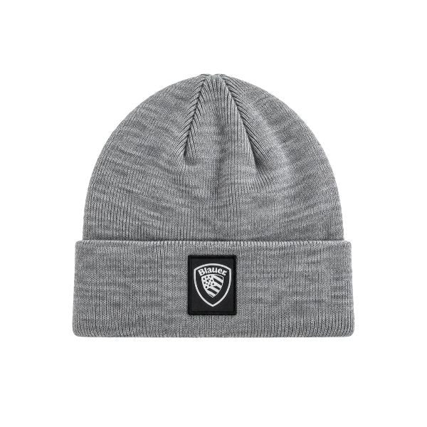 BLAUER Drake junior cappello patch logo sul risvolto colore grigio
