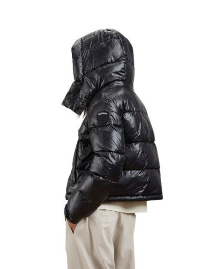 Blauer Gloria giubbino donna con cappuccio con colletto alto removibile impuntura a righe orizzontali tasche con automatici colore nero