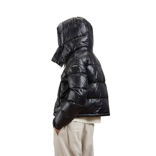 Blauer Gloria giubbino donna con cappuccio con colletto alto removibile impuntura a righe orizzontali tasche con automatici colore nero