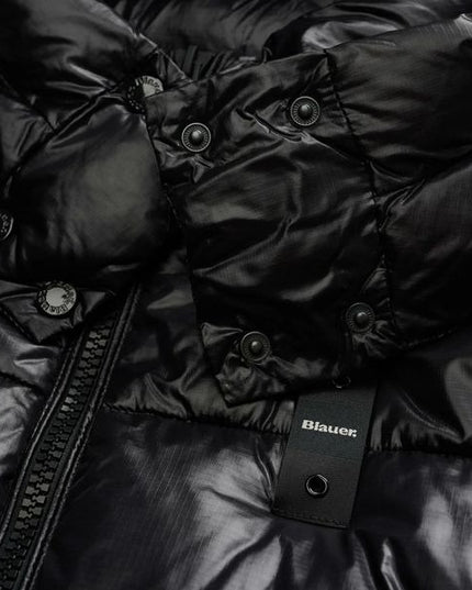 Blauer Gloria giubbino donna con cappuccio con colletto alto removibile impuntura a righe orizzontali tasche con automatici colore nero
