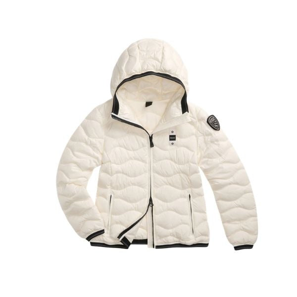 BLAUER Camelia giubbino donna trapuntato ad onde orizzontali dal taglio svasato cappuccio fisso e patch con glitter