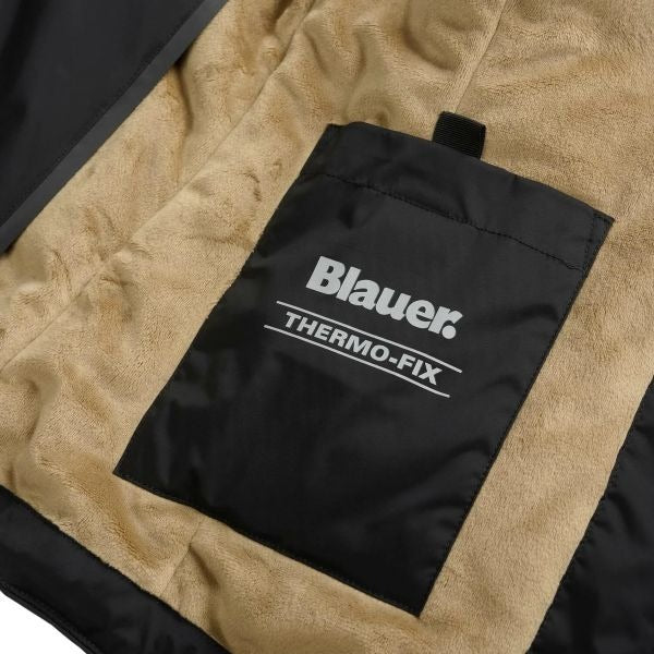 BLAUER Erie giubbino donna liscio esternamente e con pelliccia ecologica morbida chiusura con zip spalmata con patch glitterato e passante con logo