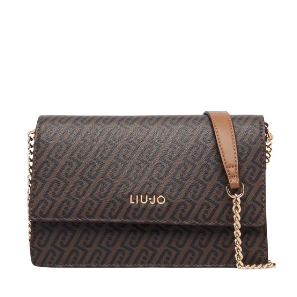LIU JO Manhattan borsa a tracolla motivo logato colore suede marrone