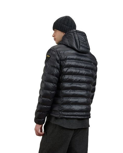 BLAUER Charles giubbino uomo con cappuccio fisso e cuciture termosaldate a righe orizzontali elastico sui polsini e coulisse sul fondo
