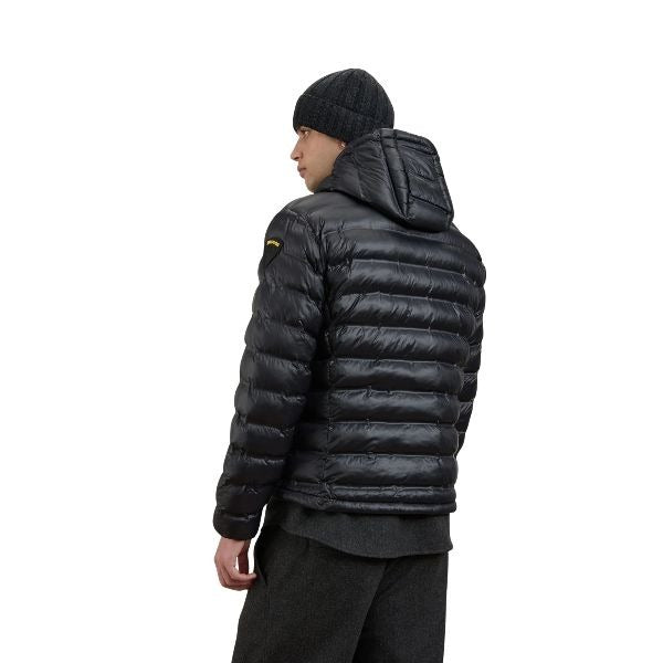 BLAUER Charles giubbino uomo con cappuccio fisso e cuciture termosaldate a righe orizzontali elastico sui polsini e coulisse sul fondo