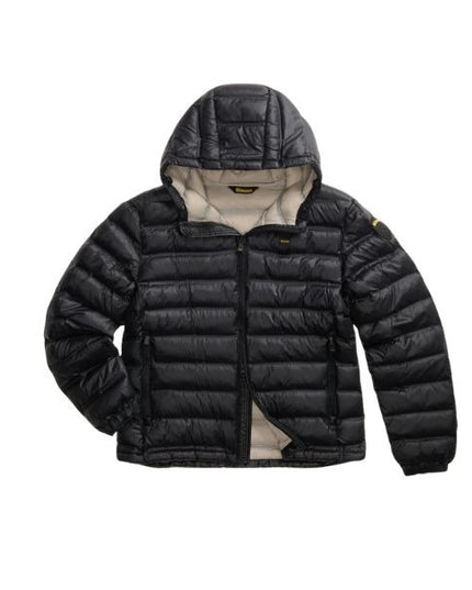 BLAUER Charles giubbino uomo con cappuccio fisso e cuciture termosaldate a righe orizzontali elastico sui polsini e coulisse sul fondo