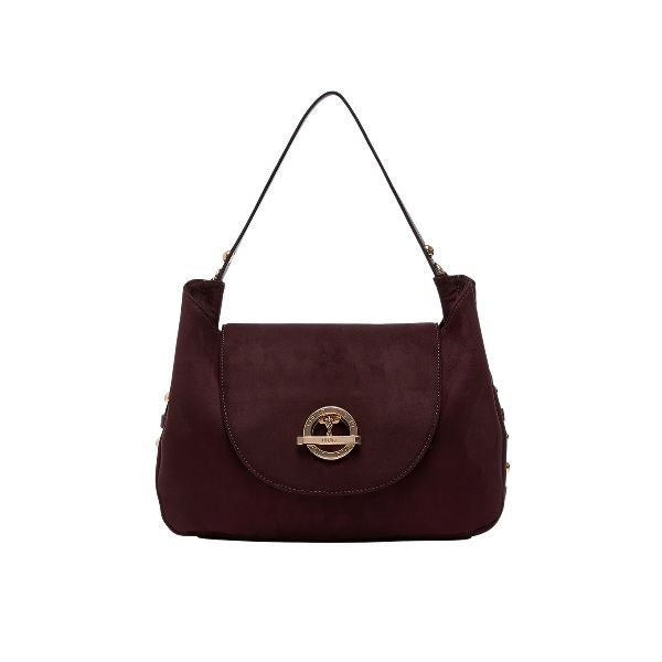 LIU JO Gerona borsa spalla in camoscio con tracolla removibile red aubergine dettagli dorati
