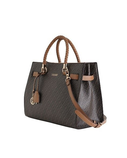 LIU JO Manhattan borsa a mano tracolla removibile doppio manico intrecciato colore suede marrone