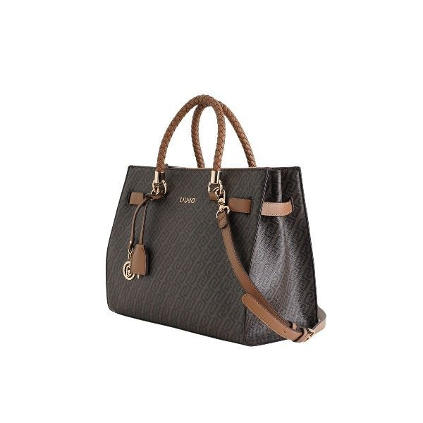 LIU JO Manhattan borsa a mano tracolla removibile doppio manico intrecciato colore suede marrone