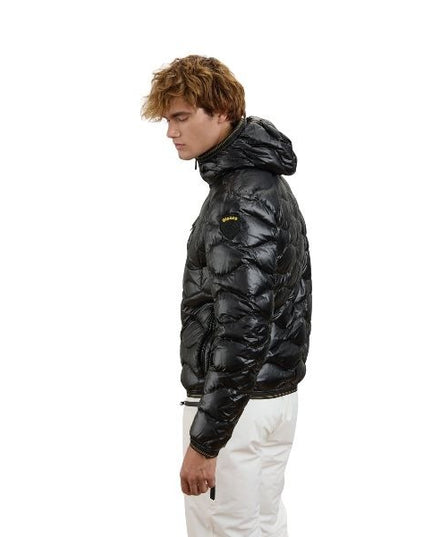 BLAUER Wave giubbino uomo trapuntato ad onde orizzontali taschina applicata sul petto a sinistra elastico rigato sul profilo del cappuccio, polsino e fondo e patch e passante con logo