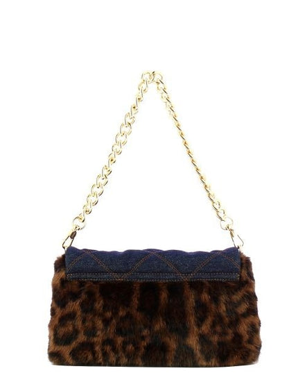 LIU JO Lapuffy borsa a spalla tracolla removibile motivo maculato colore blu denim