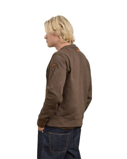 BLAUER Crosby felpa uomo decoro in velluto con la scritta Blauer sul petto e polsino rigato in costina