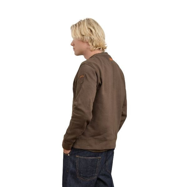 BLAUER Crosby felpa uomo decoro in velluto con la scritta Blauer sul petto e polsino rigato in costina